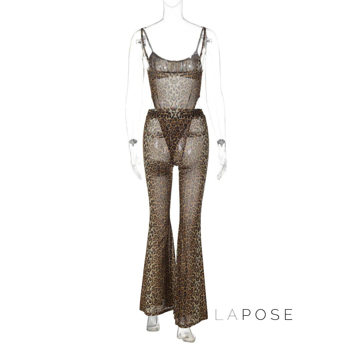 Raina Leopard Mesh Flared Set