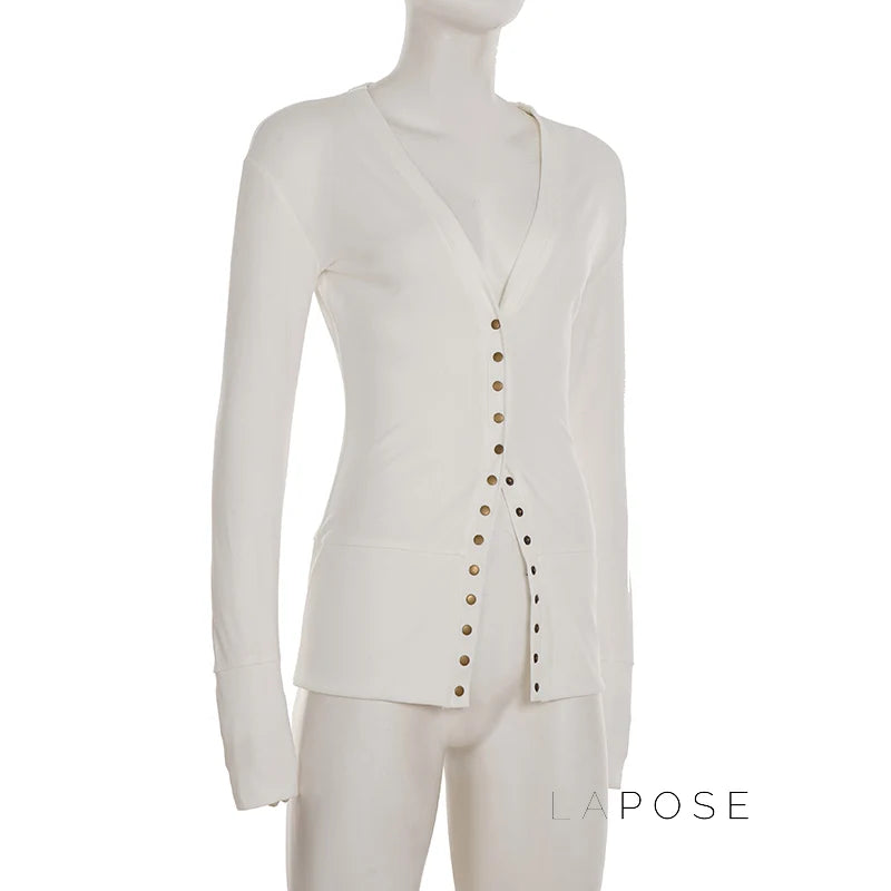 Saachi Button-Up Knit Top