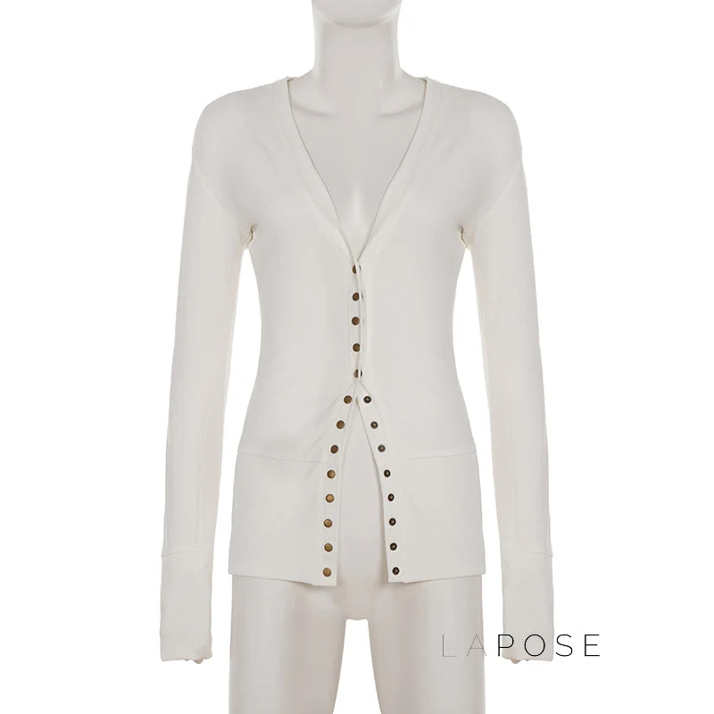 Saachi Button-Up Knit Top