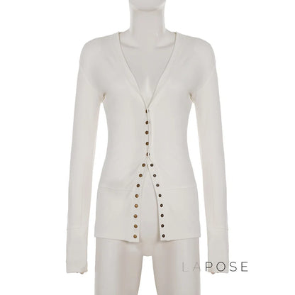 Saachi Button-Up Knit Top