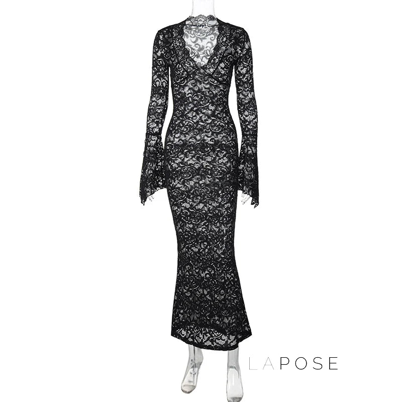 Sariyah Sheer Lace Maxi Dress