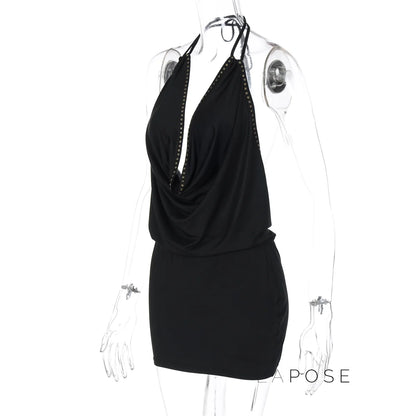 Serina Studded Halter Mini Dress