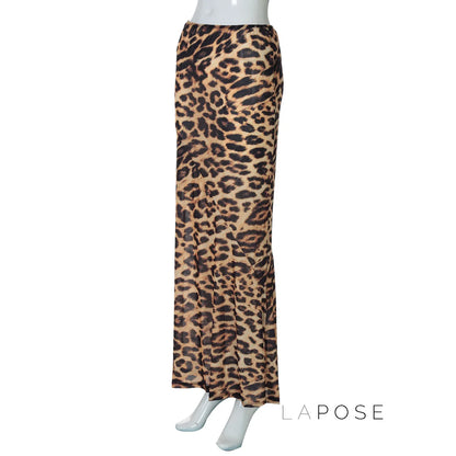 Talayah Leopard Mesh Maxi Skirt