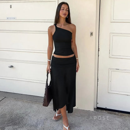 Taryn Ribbed Twist Skirt Set