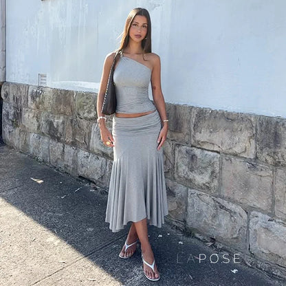 Tatum One-Shoulder Midi Skirt Set