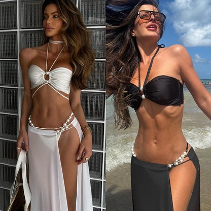 Three-Piece Bikini & Cover-Up Skirt Set