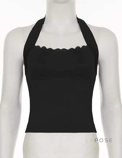 Tilly Halter Lace Crop Top