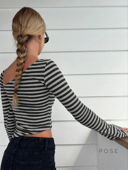 Tinleigh Striped One Shoulder Top