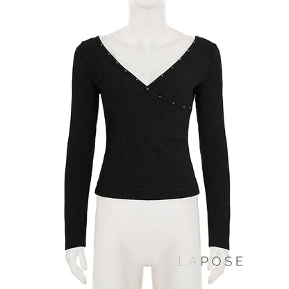Trista V Neck Knit Sweater Top