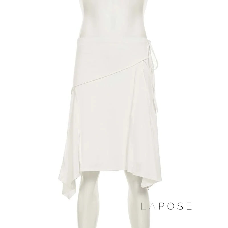 Tristan White Asymmetric Maxi Skirt