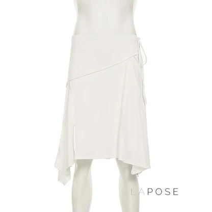 Tristan White Asymmetric Maxi Skirt