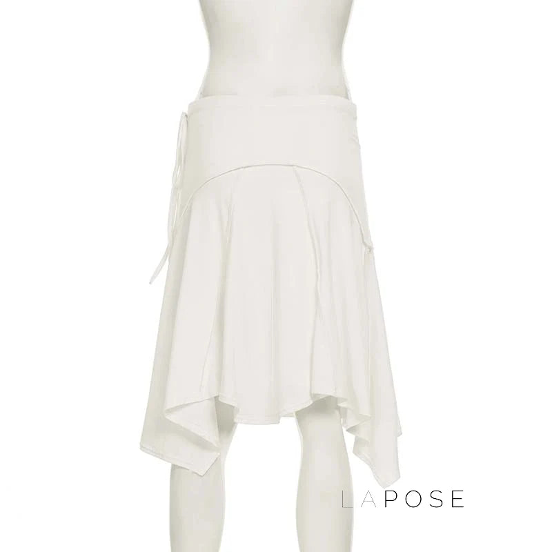 Tristan White Asymmetric Maxi Skirt