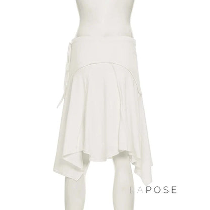 Tristan White Asymmetric Maxi Skirt