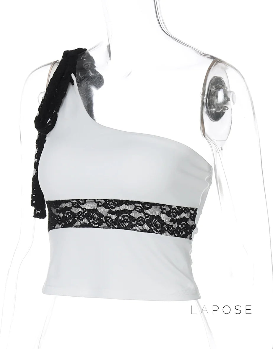 Yaneth One-Shoulder Lace Camisole