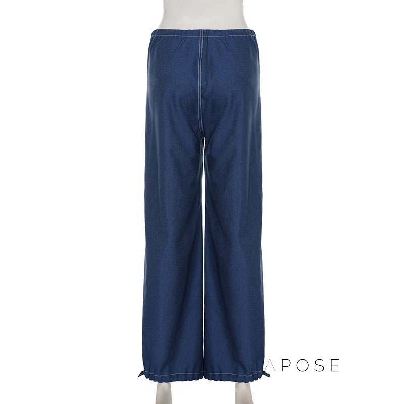 Zamara Faux Denim Wide-Leg Pants