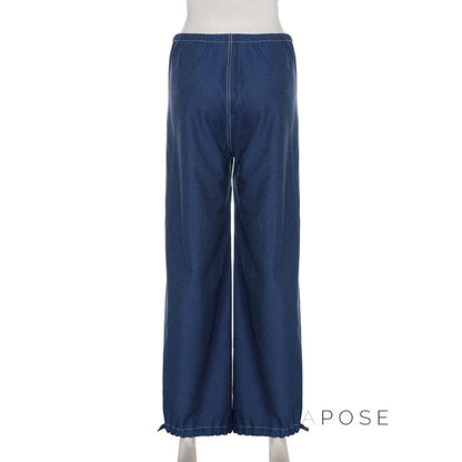 Zamara Faux Denim Wide-Leg Pants