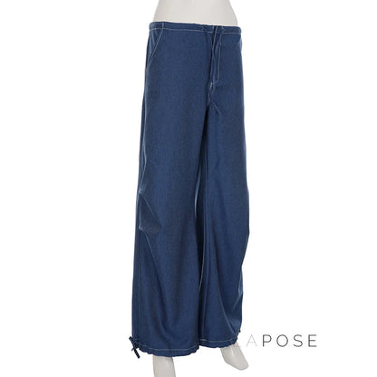 Zamara Faux Denim Wide-Leg Pants