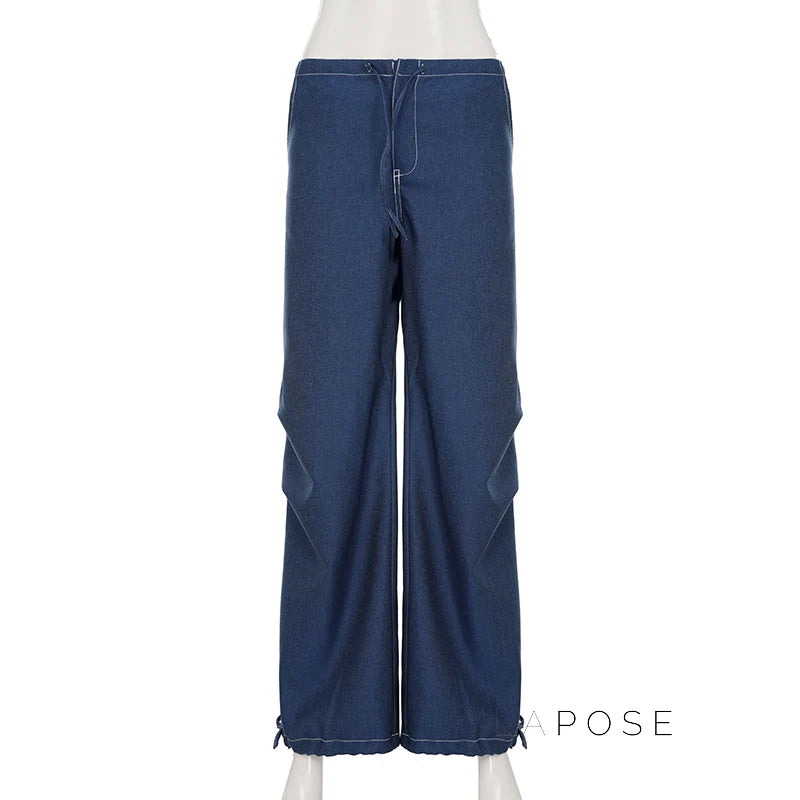 Zamara Faux Denim Wide-Leg Pants