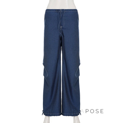 Zamara Faux Denim Wide-Leg Pants