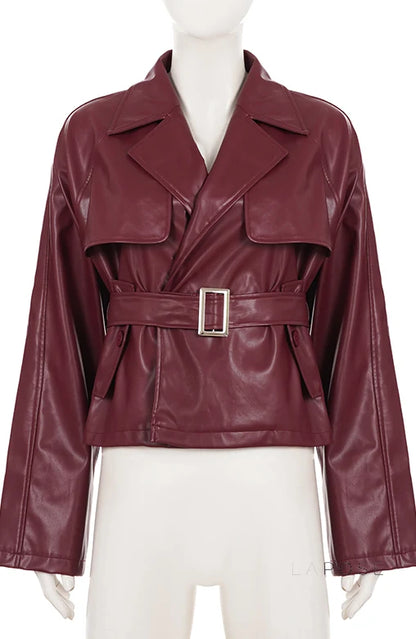 Zamiah Red Faux Leather Jacket