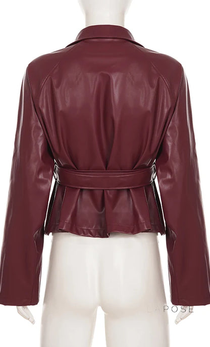 Zamiah Red Faux Leather Jacket