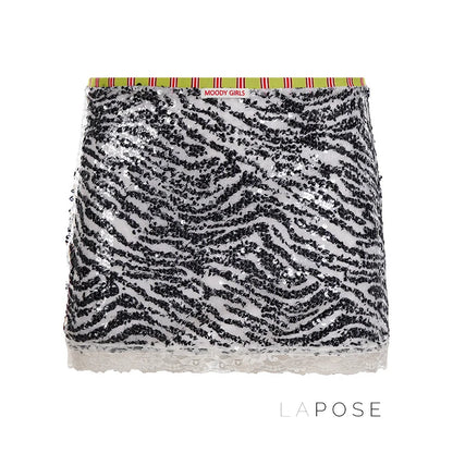 Zaylie Sequin Zebra Mini Skirt