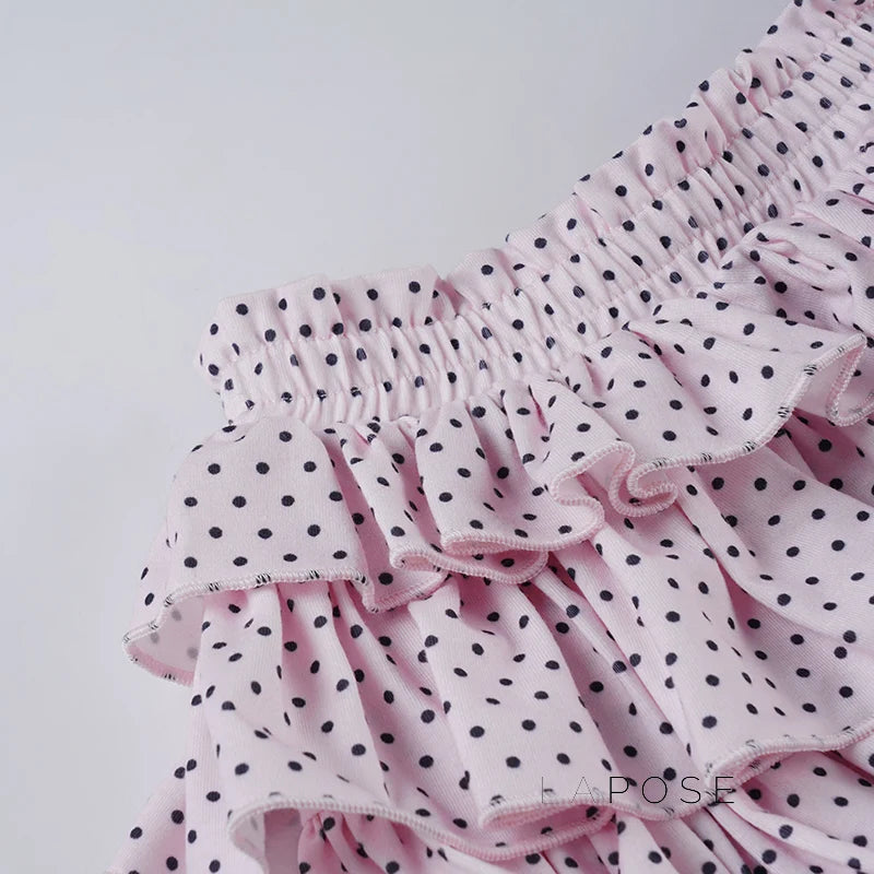 Ziona Polka Dot Ruffle Mini Skirt
