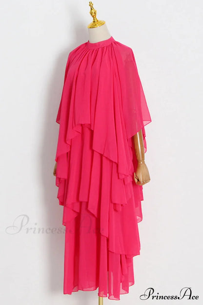 Layered Elegant Silk-Georgette Gown