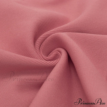 Long Arm Pink Warm-Season Sexy Bodycon Mesh Shoulder Bandage Backless Mini Women Off Dress