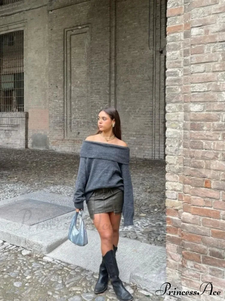 Long Sleeve Stylish Off Shoulder Sweater