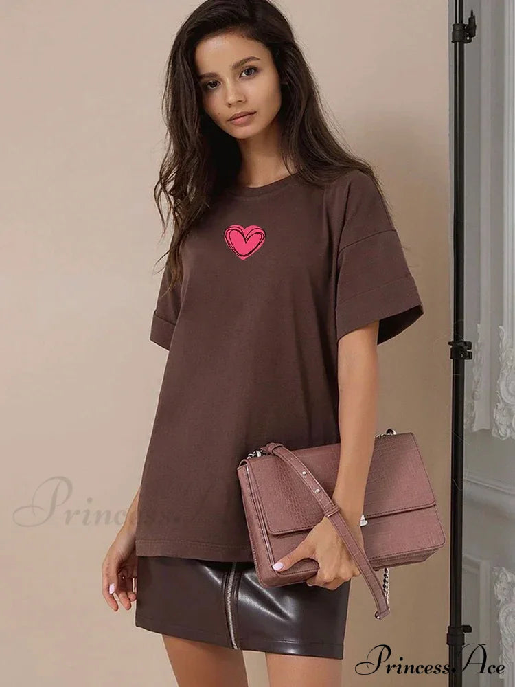 Love Printed Summer Cotton Plus Size Basic Women's Tee T-shirt