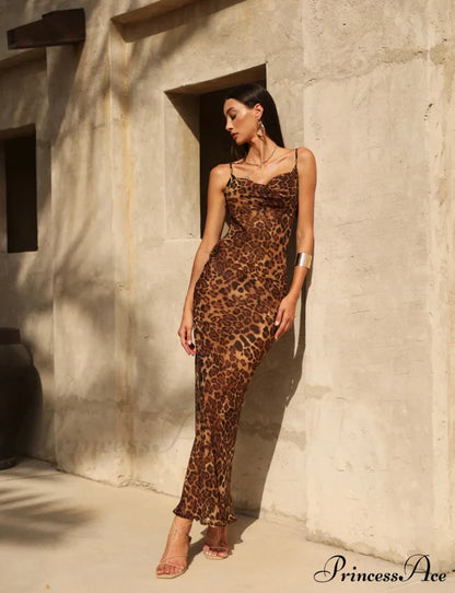 MARIA LEOPARD Stylish MAXI DRESS