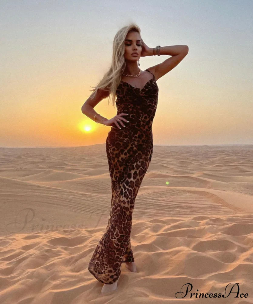 MARIA LEOPARD Stylish MAXI DRESS