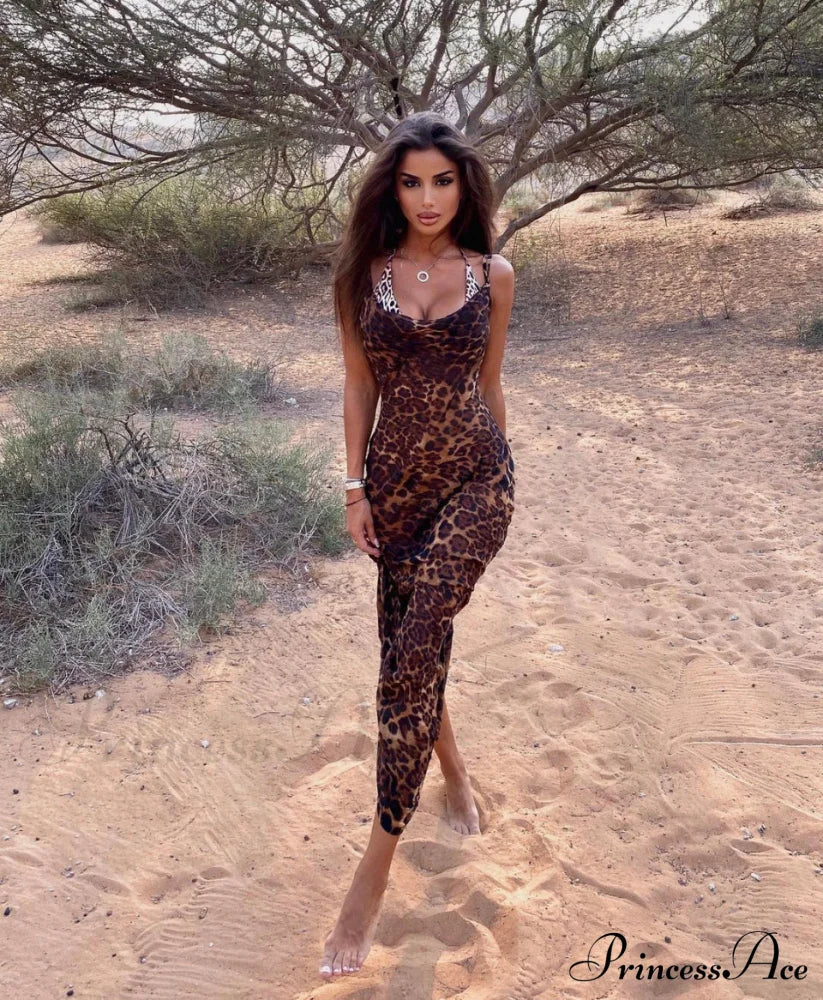 MARIA LEOPARD Stylish MAXI DRESS