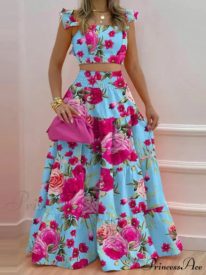 Mid Waist Swing Skirt and Career Two Piece Dress Suit