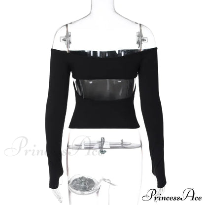 Off-shoulder Long Sleeve Charming Backless Bow Crop Top