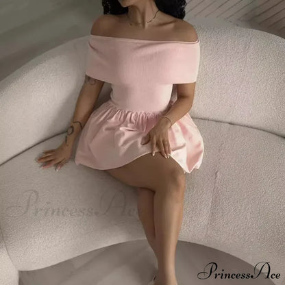 Off Shoulder Stylish Pleated Mini Dress
