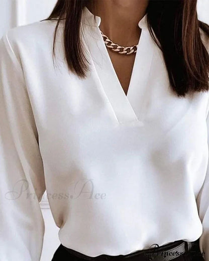 Office Lady Chain Printed Pullover Blouse