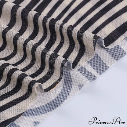 Pants Suit Sexy Costume Zebra Co-ord Striped Tracksuit for Mesh + Set 2 T-shirt Piece Long Autumn Women