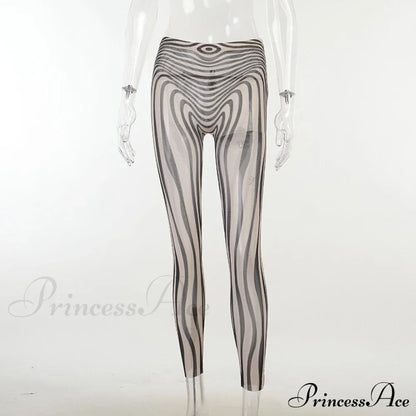 Pants Suit Sexy Costume Zebra Co-ord Striped Tracksuit for Mesh + Set 2 T-shirt Piece Long Autumn Women