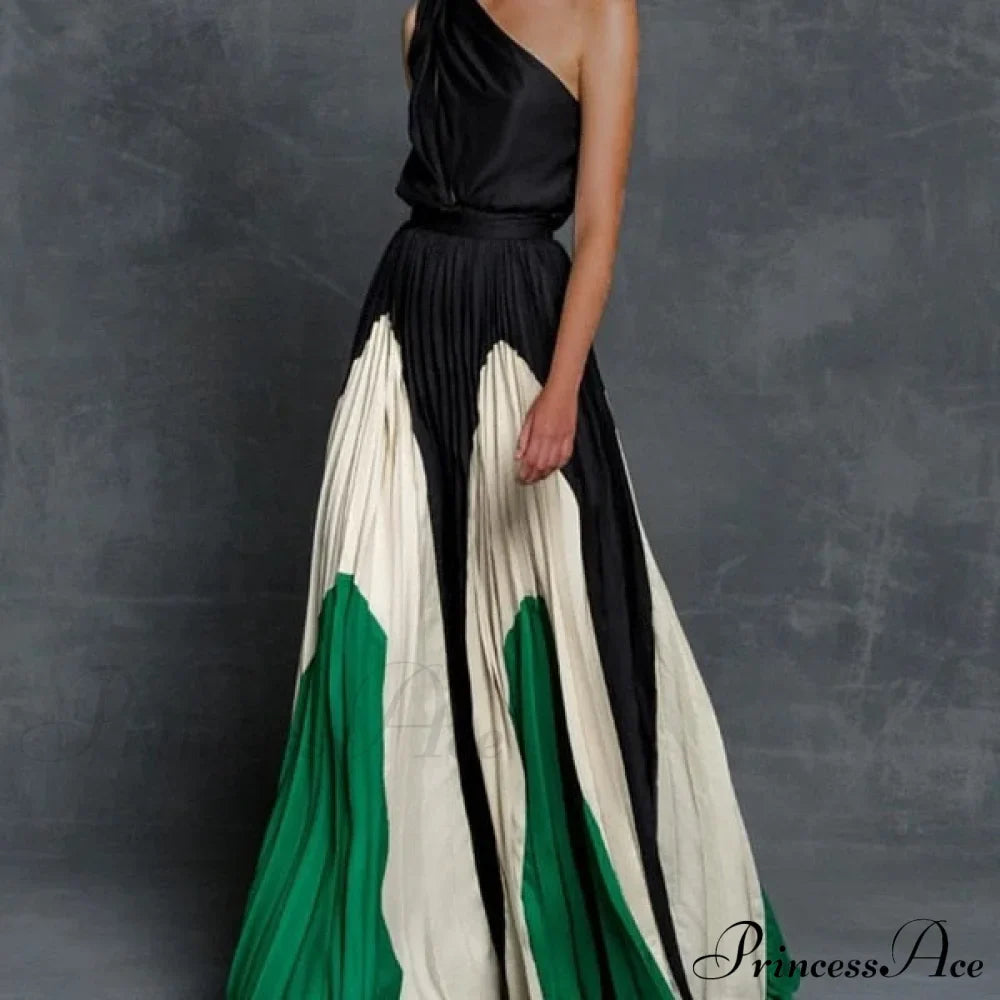 Patchwork Black Club Party High Night One Women's Gown Off - Street Shoulder Dress