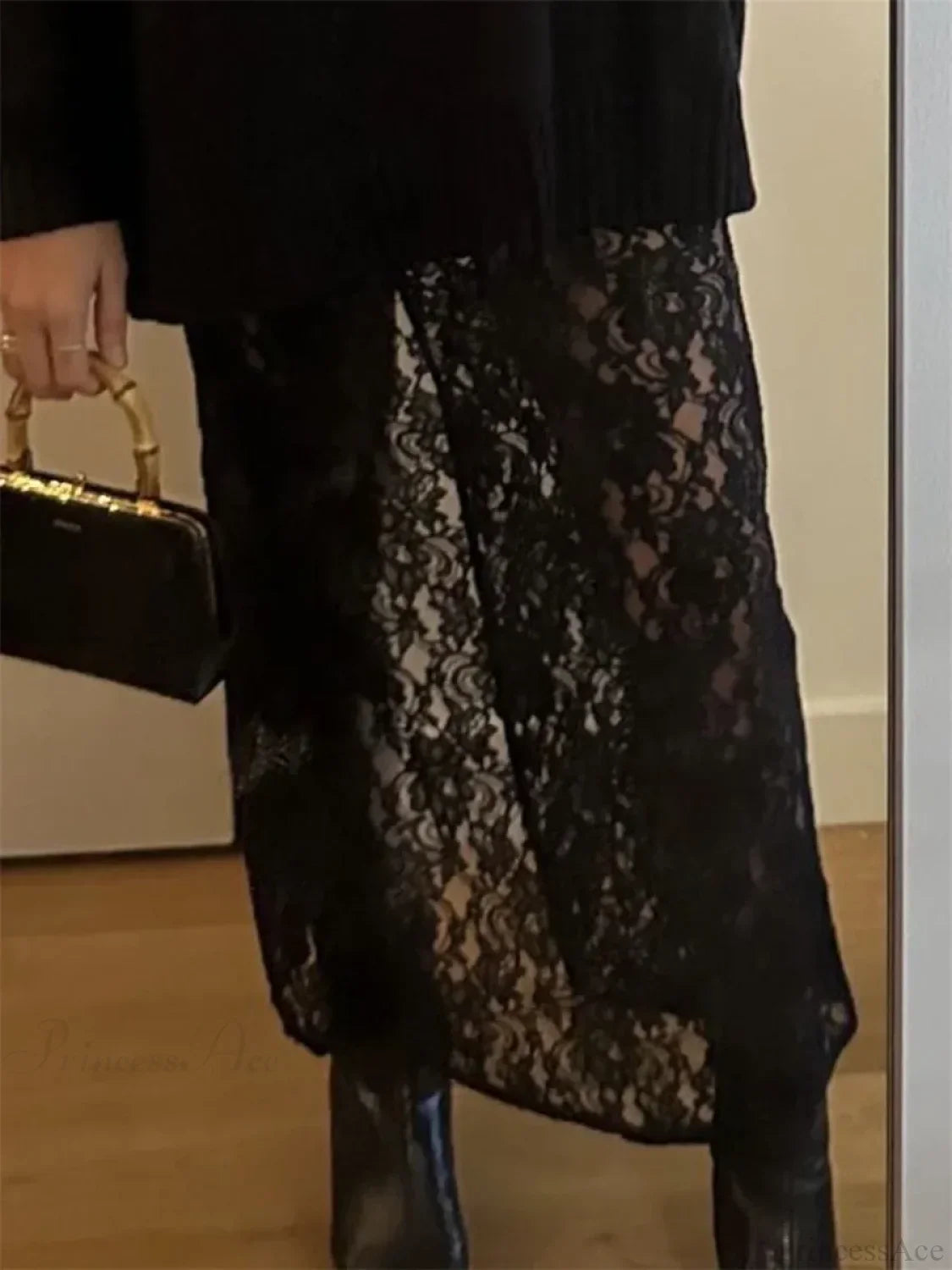 Patchwork See-Through Maxi Skirt