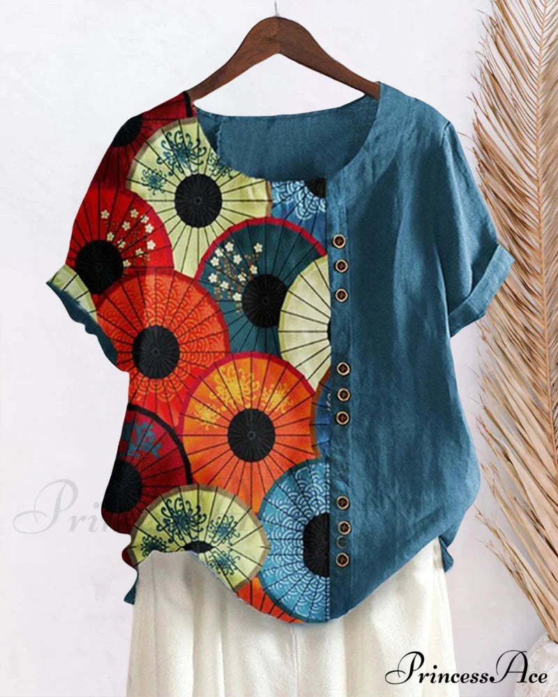 Patterned neck crew tee