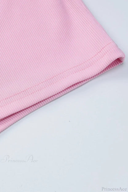 Pink Crisscross Back Rompers with Scoop Neck