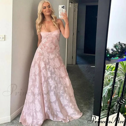 Pink Floral Stylish Lace Maxi Dress