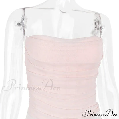Pink Mesh Stylish Tube Corset Top