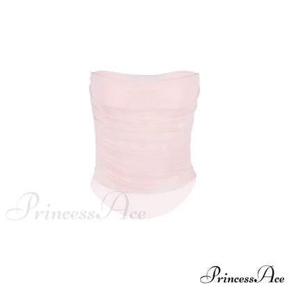 Pink Mesh Stylish Tube Corset Top