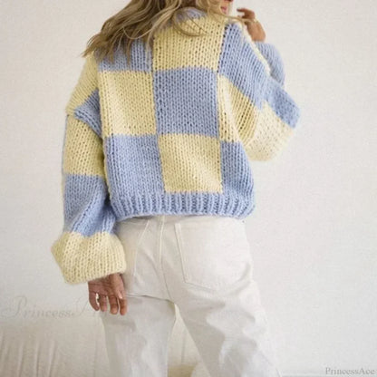 Plaid Print Cropped Comfy Sweater