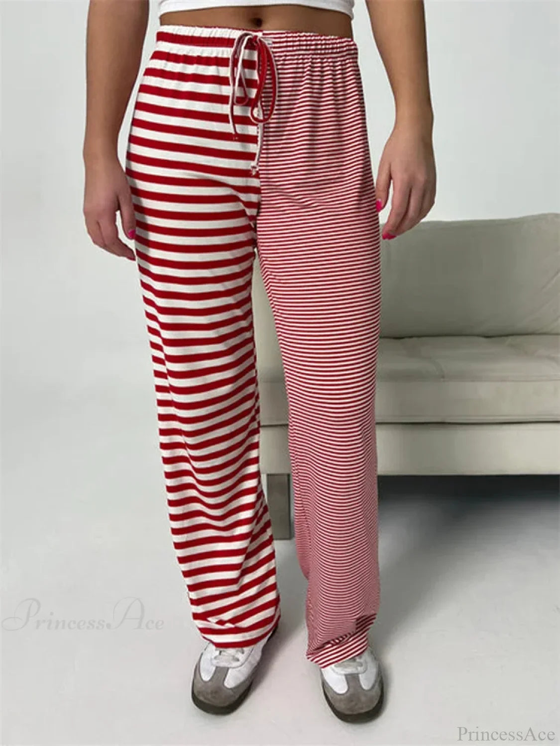 Plaid Print Wide Leg Casual Spring Summer Pant