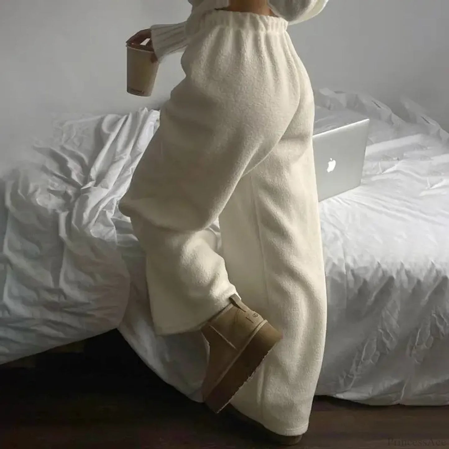 Polar Fleece Basic Vintage Women Pants